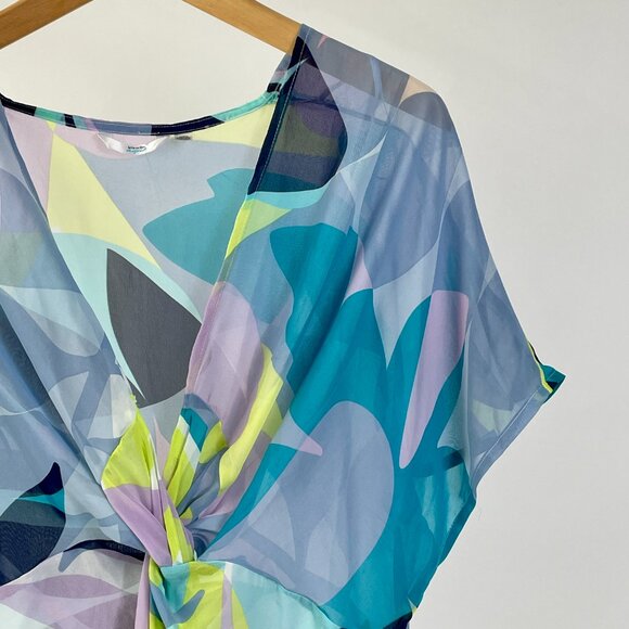 La Vie En Rose Flowy Swimsuit Beach Coverup Blue Yellow Purple, Size S - Picture 3 of 9